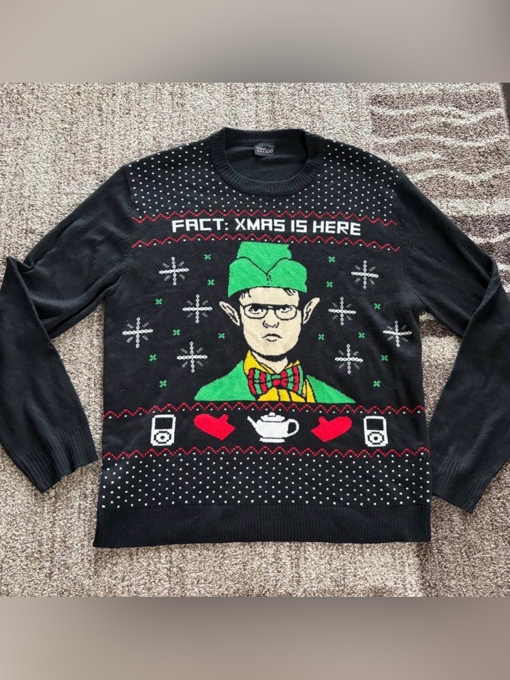 The Office Dwight Schrute “Fact: Xmas Is Here” Christmas Holiday Sweater 2XL